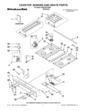 COOKTOP, BURNER AND GRATE PARTS Diagram and Parts List for KDRU707VSS04  KitchenAid Range