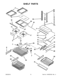 SHELF PARTS Diagram and Parts List for 5KRFX9000M00  KitchenAid Refrigerator