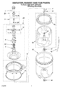 AGITATOR, BASKET AND TUB PARTS Diagram and Parts List for LSQ9110LG1  Whirlpool Washer