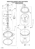 AGITATOR, BASKET AND TUB PARTS Diagram and Parts List for LSQ9610LW0  Whirlpool Washer