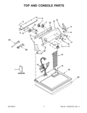TOP AND CONSOLE PARTS Diagram and Parts List for 7MWGD1600BM1  Whirlpool Dryer