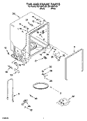 TUB AND FRAME PARTS Diagram and Parts List for GU1108XTLB1  Whirlpool Dishwasher