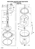 AGITATOR, BASKET AND TUB PARTS Diagram and Parts List for 7MLSQ8543JQ7  Whirlpool Washer
