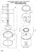 AGITATOR, BASKET AND TUB Diagram and Parts List for LLR6144BW1  Whirlpool Washer