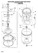 AGITATOR, BASKET AND TUB PARTS Diagram and Parts List for 3XLBR5432JQ4  Whirlpool Washer