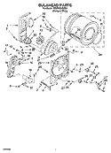BULKHEAD PARTS Diagram and Parts List for 7MBPS8843MQ1  Whirlpool Dryer