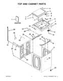TOP AND CABINET PARTS Diagram and Parts List for 7MWTW5722BC0  Whirlpool Washer