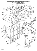 CONTROLS AND REAR PANEL PARTS Diagram and Parts List for LSN1000LG3  Whirlpool Washer