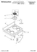 COOKTOP, LITERATURE Diagram and Parts List for KERI500HWH0  KitchenAid Range