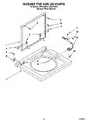 WASHER TOP AND LID PARTS Diagram and Parts List for LTE5243DQ4  Whirlpool Washer Dryer Combo