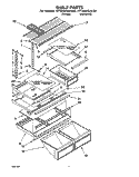 SHELF Diagram and Parts List for RT18AKXAW00  Roper Refrigerator