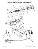 MOTOR AND CONTROL UNIT PARTS Diagram and Parts List for KSM75ER0  KitchenAid Mixer
