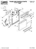 FRAME AND CONSOLE PARTS Diagram and Parts List for TUD1000RB2  Estate Dishwasher