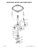 GEARCASE, MOTOR AND PUMP PARTS Diagram and Parts List for 7MWTW1604AW1  Whirlpool Washer