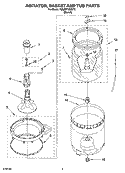 AGITATOR, BASKET AND TUB PARTS Diagram and Parts List for 7MLBR7333MT2  Whirlpool Washer