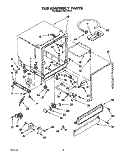 TUB, LIT/OPTIONAL Diagram and Parts List for WU4300Y1  Roper Dishwasher