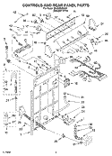 CONTROLS AND REAR PANEL PARTS Diagram and Parts List for 3XLSQ8000JQ2  Whirlpool Washer