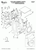 TOP AND CABINET PARTS Diagram and Parts List for WFW9600TW02  Whirlpool Washer