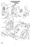 BULKHEAD PARTS Diagram and Parts List for LGB6300PW1  Whirlpool Dryer
