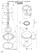 AGITATOR, BASKET AND TUB Diagram and Parts List for LSS7233DQ0  Whirlpool Washer