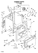 CABINET PARTS Diagram and Parts List for 8543000  Whirlpool Dryer