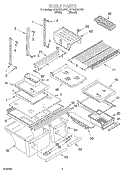 SHELF Diagram and Parts List for GT19DKXJT01  Whirlpool Refrigerator