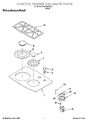 COOKTOP, BURNER AND GRATE PARTS Diagram and Parts List for KGCR055GBL1  KitchenAid Cooktop