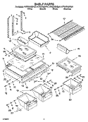 SHELF PARTS Diagram and Parts List for KTRS22EMWH01  KitchenAid Refrigerator