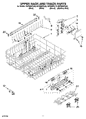 UPPER RACK AND TRACK PARTS Diagram and Parts List for GU1500XTLB0  Whirlpool Dishwasher