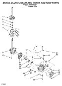 BRAKE, CLUTCH, GEARCASE, MOTOR AND PUMP PARTS Diagram and Parts List for 3RGSC9455JQ6  Whirlpool Washer