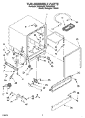 TUB ASSEMBLY Diagram and Parts List for RUD3000KB1  Roper Dishwasher