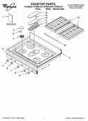 COOKTOP PARTS Diagram and Parts List for GFG464LVB1  Whirlpool Range