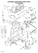 CONTROLS AND REAR PANEL PARTS Diagram and Parts List for 7MLSC9545JQ4  Whirlpool Washer