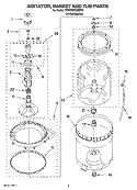 AGITATOR, BASKET AND TUB PARTS Diagram and Parts List for 7MWW87620SM0  Whirlpool Washer