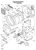BULKHEAD PARTS Diagram and Parts List for 3XLEC8647KQ1  Whirlpool Dryer