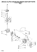 BRAKE, CLUTCH, GEARCASE, MOTOR AND PUMP PARTS Diagram and Parts List for CAWB527MQ0  Crosley Washer