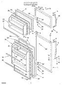 DOOR Diagram and Parts List for RT18VKXJW00  Roper Refrigerator