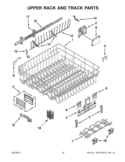 UPPER RACK AND TRACK PARTS Diagram and Parts List for KUDE70FXPA0  KitchenAid Dishwasher