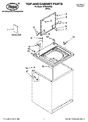 TOP AND CABINET PARTS Diagram and Parts List for RTW4305SQ0  Roper Washer