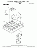 COOKTOP, BURNER AND GRATE PARTS Diagram and Parts List for ICS300YB00  Whirlpool Cooktop