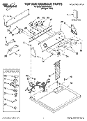 TOP AND CONSOLE PARTS Diagram and Parts List for WED5520SQ0  Whirlpool Dryer