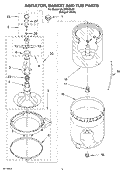 AGITATOR, BASKET AND TUB PARTS Diagram and Parts List for 6ALSS5233JQ1  Whirlpool Washer