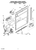 DOOR AND LATCH PARTS Diagram and Parts List for GU3600XTSY2  Whirlpool Dishwasher