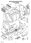DRYER BULKHEAD PARTS Diagram and Parts List for YLTE6234DQ6  Whirlpool Washer Dryer Combo