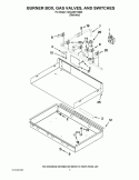 BURNER BOX, GAS VALVES, AND SWITCHES Diagram and Parts List for KGCU467VSS00  KitchenAid Cooktop