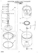 AGITATOR, BASKET AND TUB Diagram and Parts List for KAWE565BWH1  KitchenAid Washer