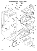 REFRIGERATOR LINER Diagram and Parts List for 3XES0FHQKQ00  Whirlpool Refrigerator