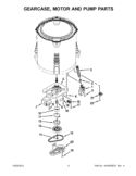 GEARCASE, MOTOR AND PUMP PARTS Diagram and Parts List for 3LWTW4840YW1  Whirlpool Washer
