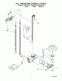 FILL, DRAIN AND OVERFILL PARTS Diagram and Parts List for KUDC20FVBL3  KitchenAid Dishwasher