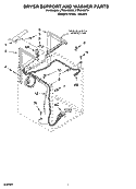 DRYER SUPPORT AND WASHER PARTS Diagram and Parts List for LTE5243DQ6  Whirlpool Washer Dryer Combo